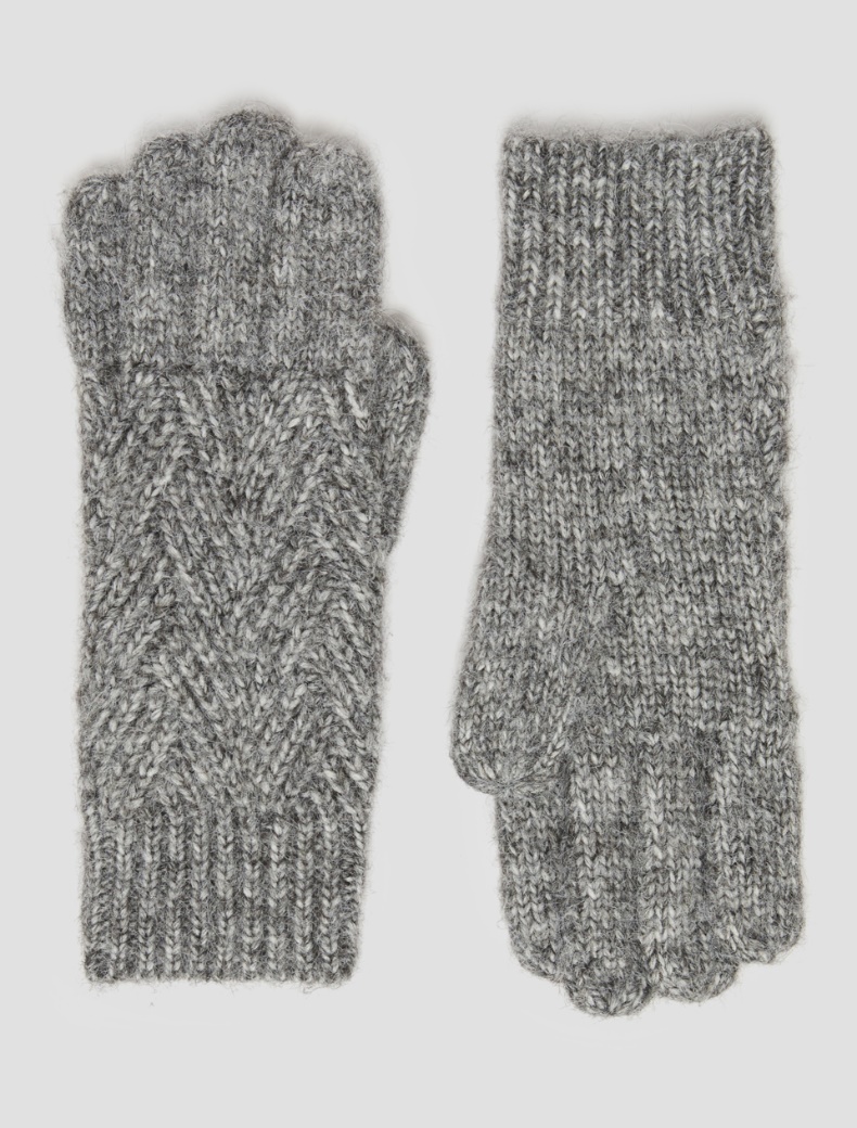 Herringbone-patterned gloves - MELANGE GREY - pennyblack