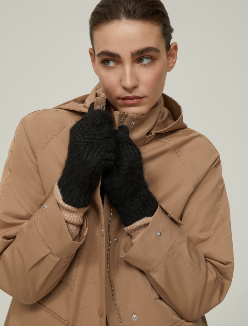 Herringbone-patterned gloves - BLACK - pennyblack