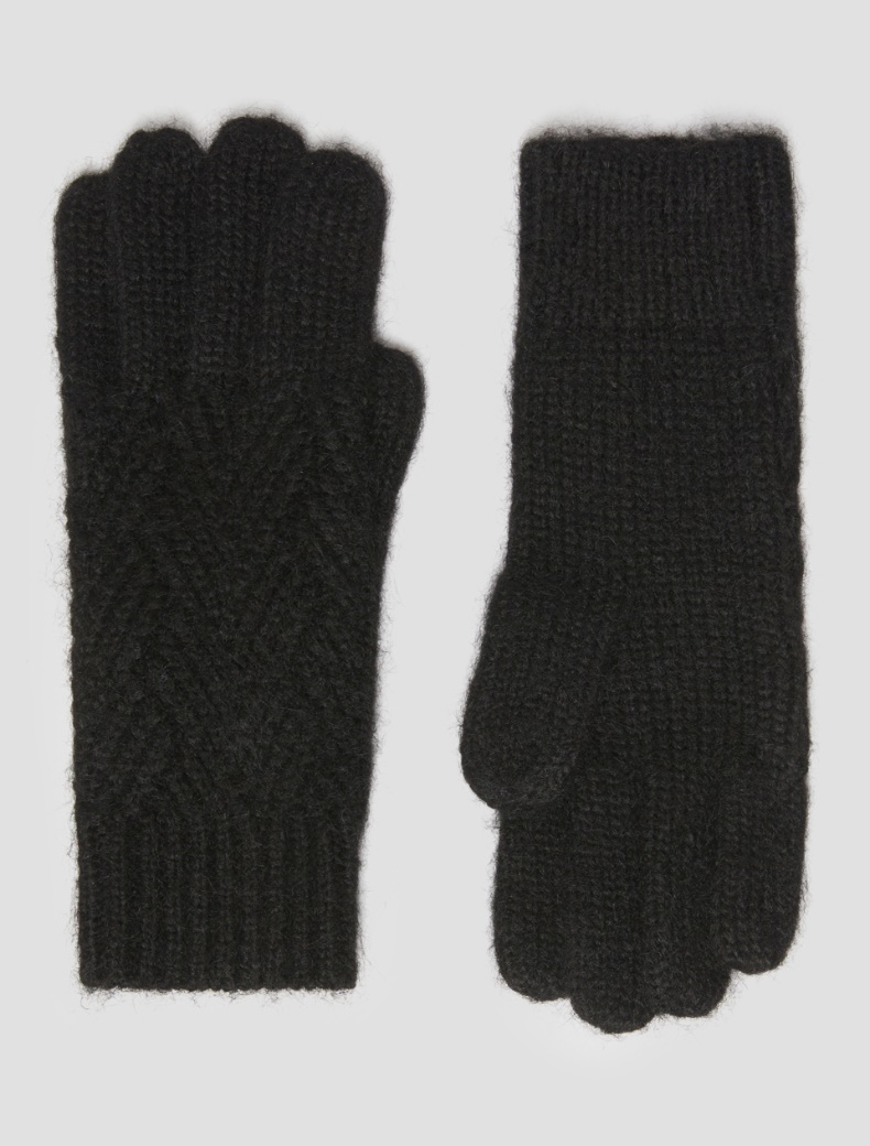 Herringbone-patterned gloves - BLACK - pennyblack