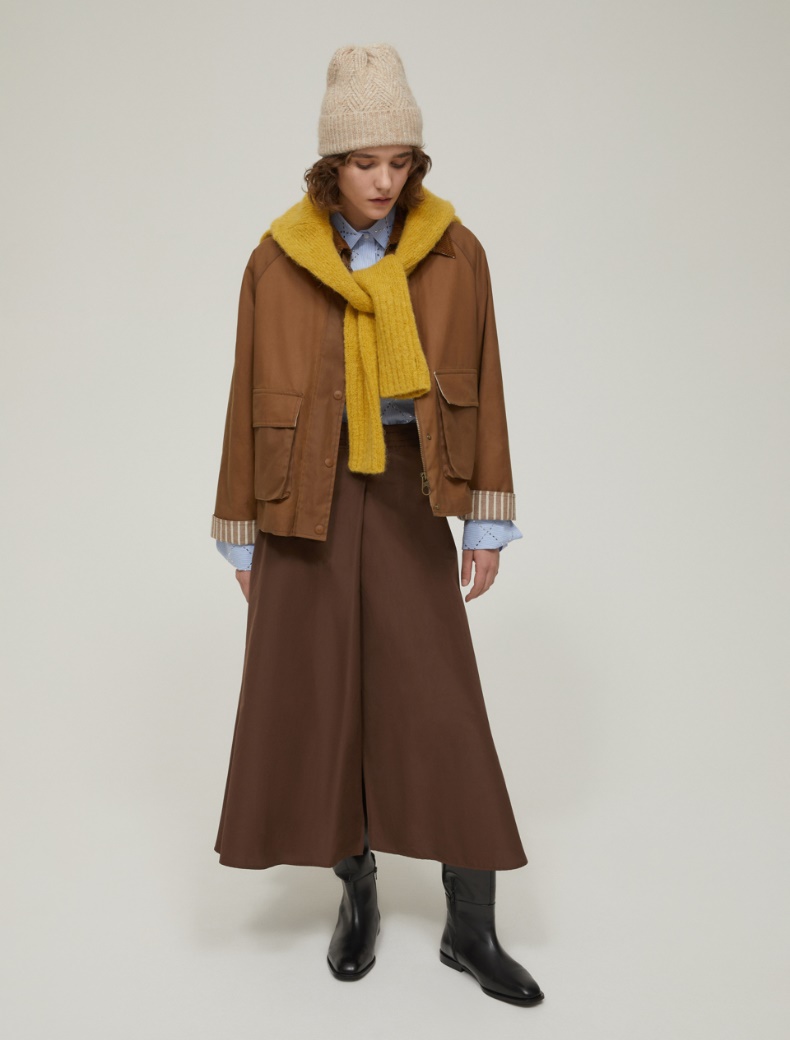 Herringbone-patterned beanie hat - CAMEL - pennyblack