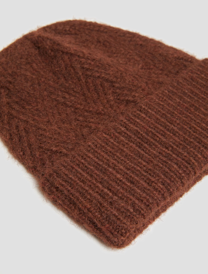 Herringbone-patterned beanie hat - TOBACCO - pennyblack