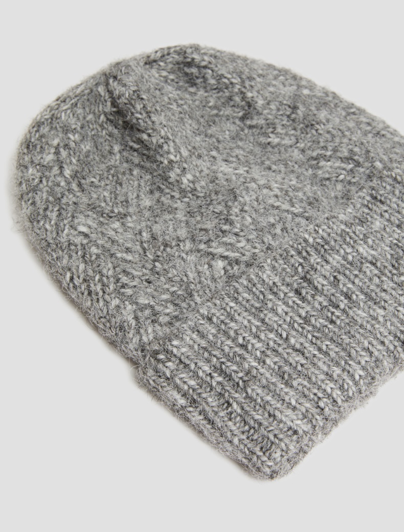 Herringbone-patterned beanie hat - MELANGE GREY - pennyblack
