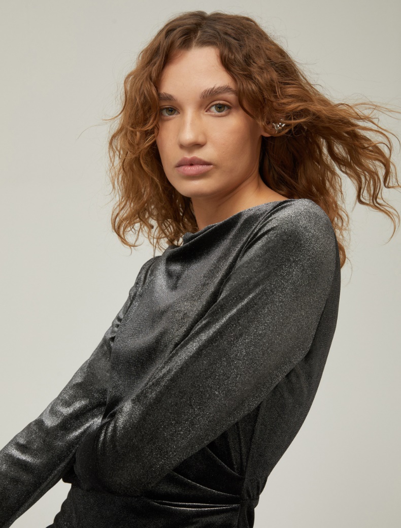 Laminated jersey dress - SILVER - pennyblack