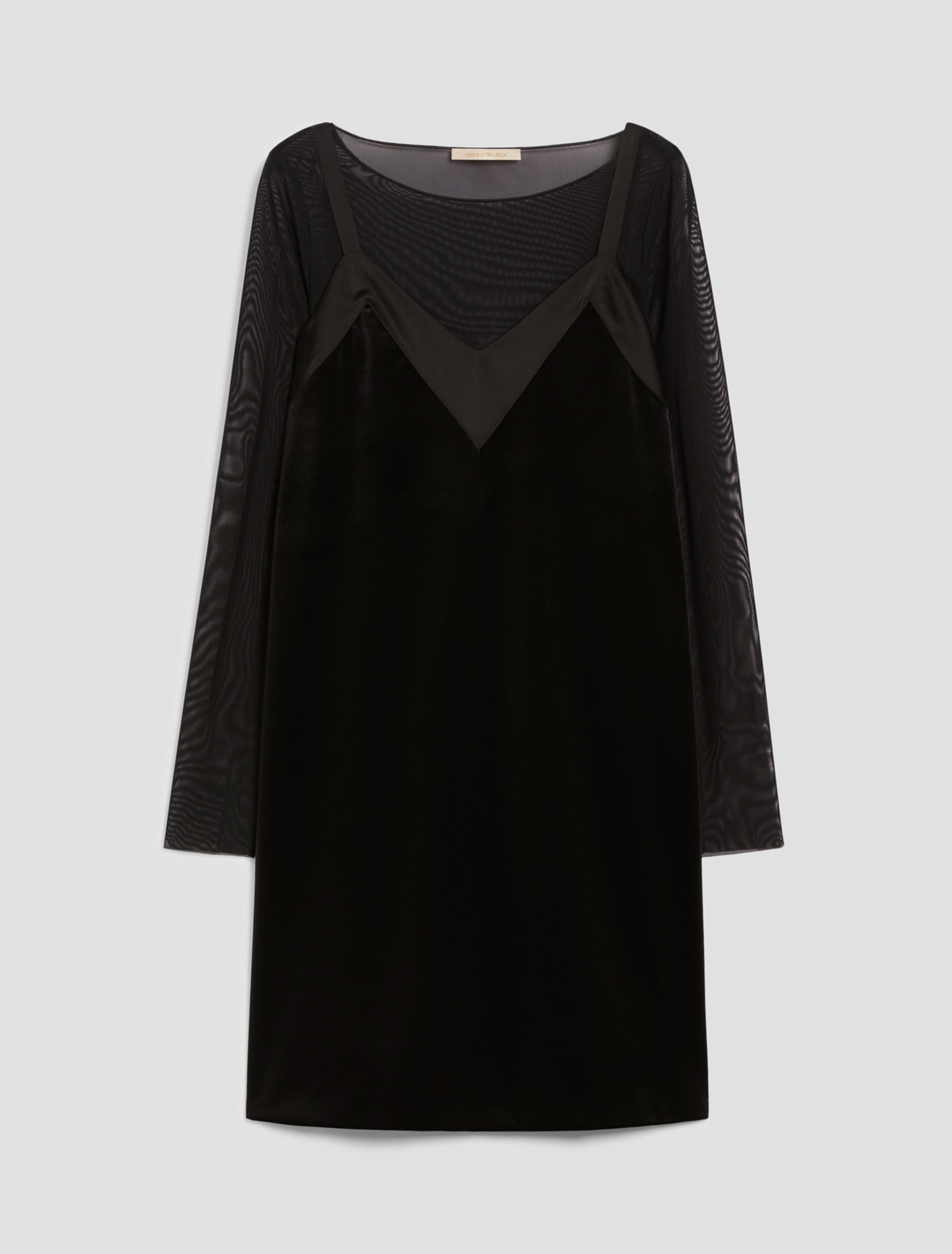 Velvet jersey slip dress - BLACK - pennyblack
