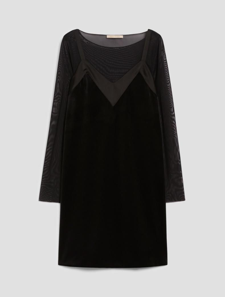 Velvet jersey slip dress - BLACK - pennyblack