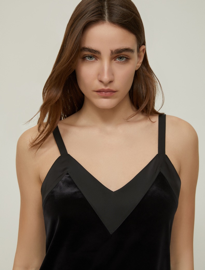 Velvet jersey slip dress - BLACK - pennyblack