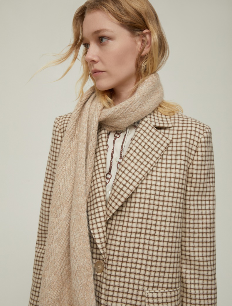 Herringbone-patterned scarf - CAMEL - pennyblack