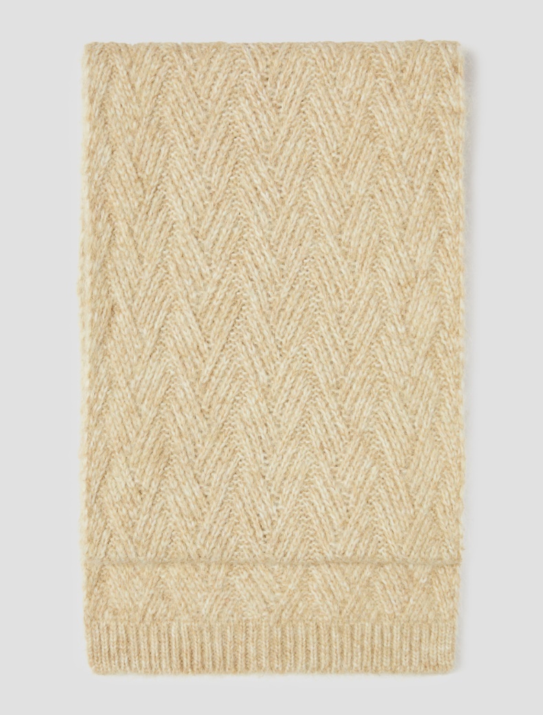 Herringbone-patterned scarf - CAMEL - pennyblack