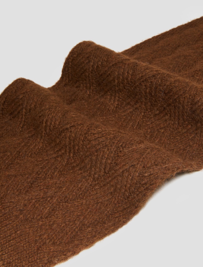 Herringbone-patterned scarf - TOBACCO - pennyblack