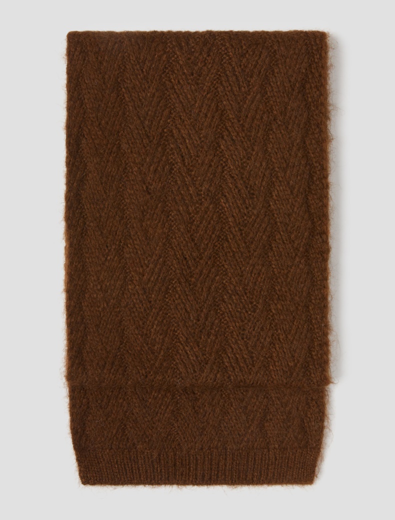 Herringbone-patterned scarf - TOBACCO - pennyblack