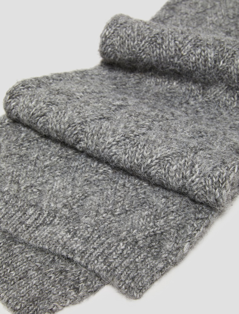 Herringbone-patterned scarf - MELANGE GREY - pennyblack