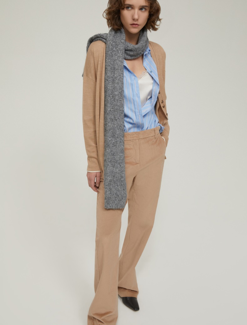 Herringbone-patterned scarf - MELANGE GREY - pennyblack