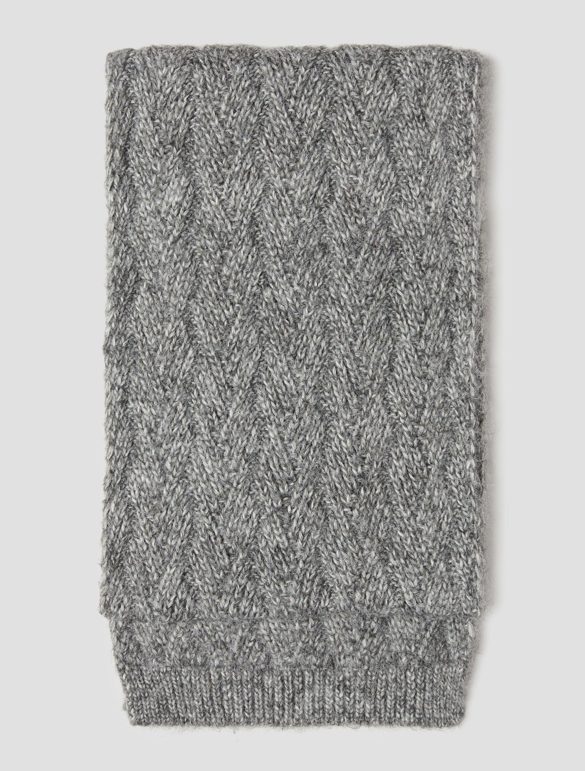 Herringbone-patterned scarf - MELANGE GREY - pennyblack
