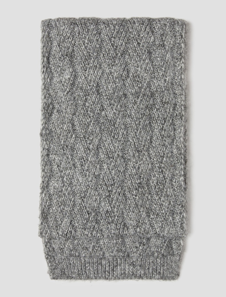 Herringbone-patterned scarf - MELANGE GREY - pennyblack