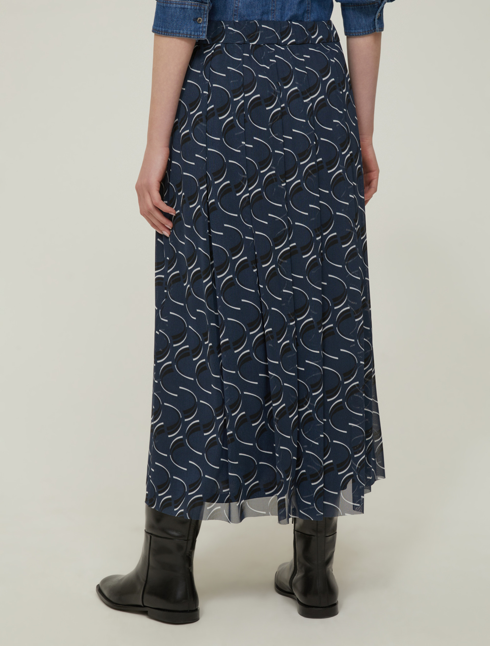 Tulle jersey midi skirt - NAVY - pennyblack