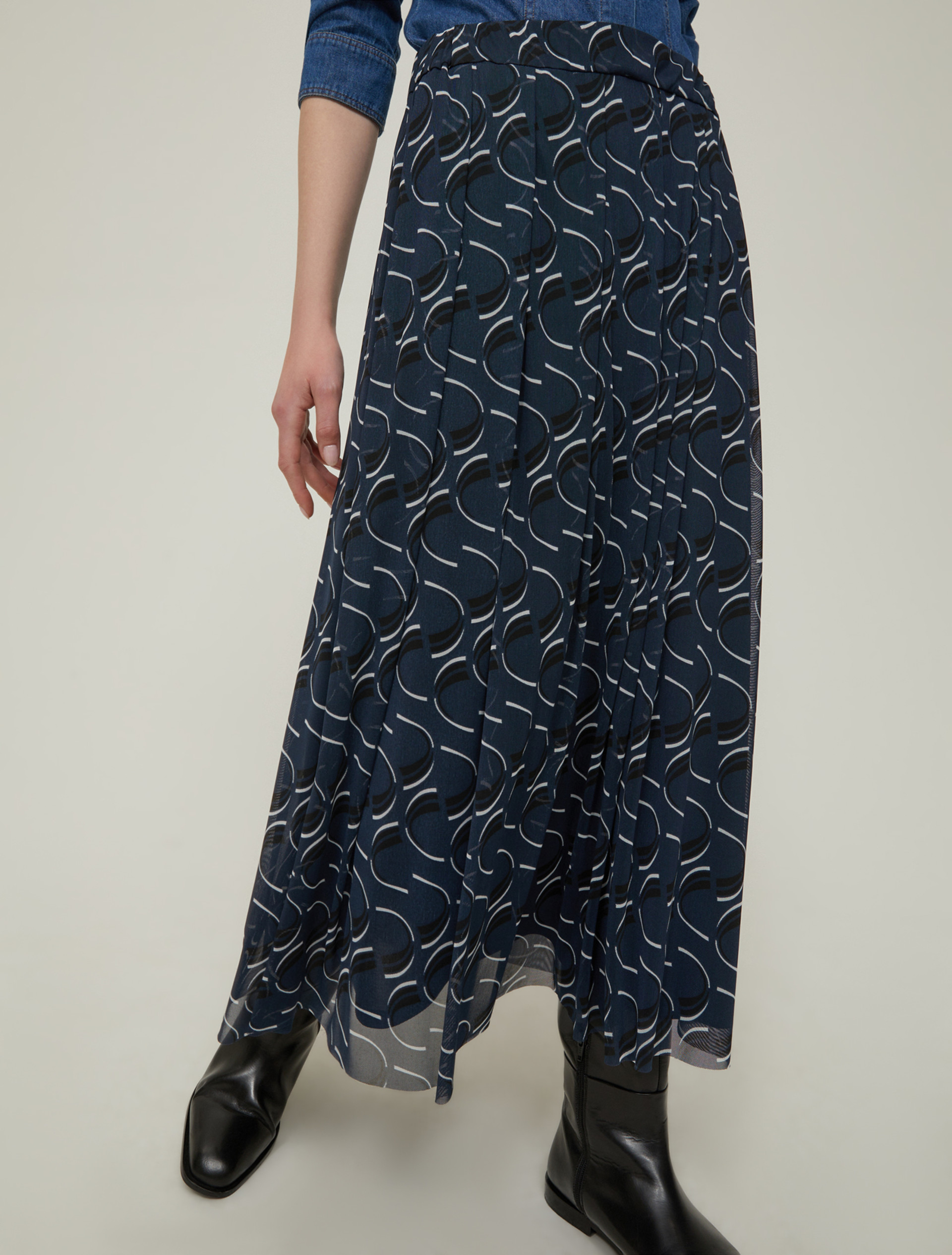 Tulle jersey midi skirt - NAVY - pennyblack