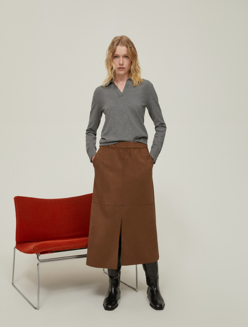 Jersey midi skirt - CHESTNUT - pennyblack