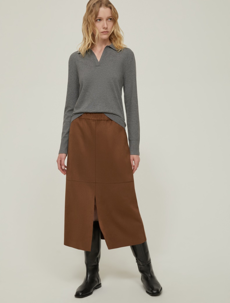 Jersey midi skirt - CHESTNUT - pennyblack