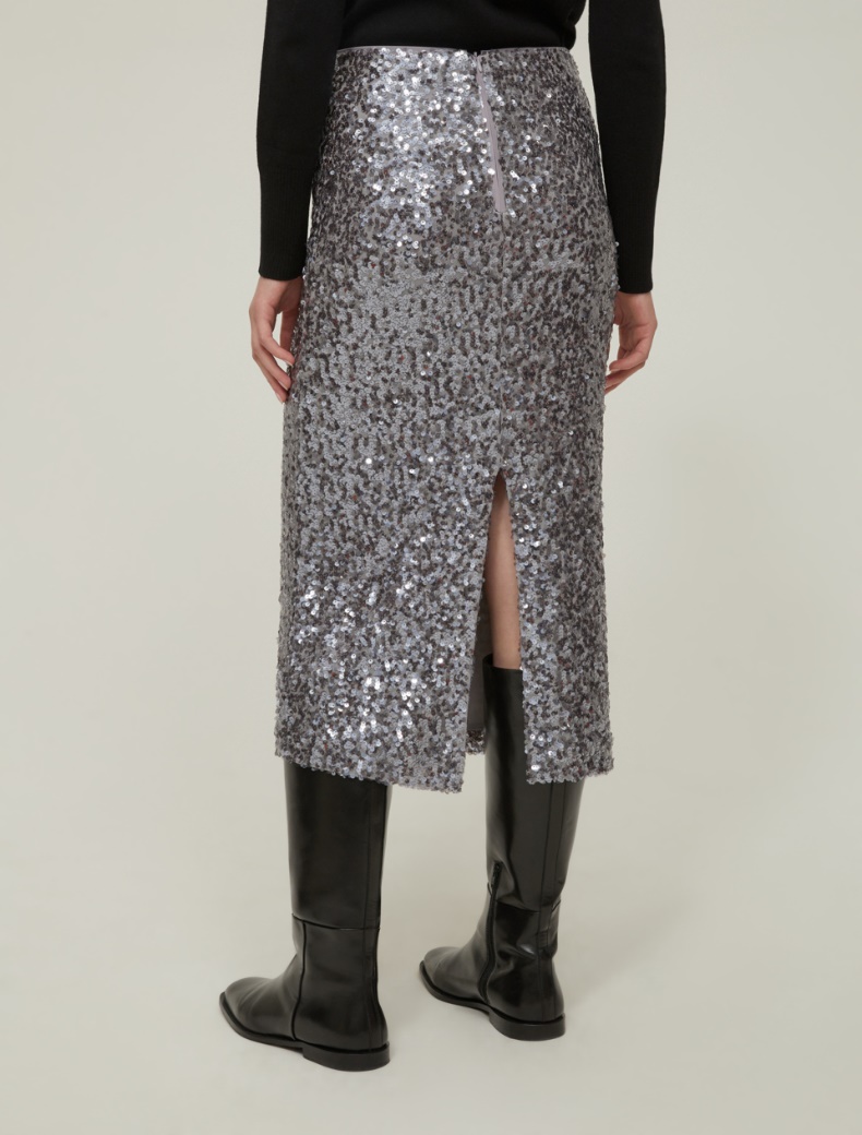 Sequin pencil skirt - GREY - pennyblack