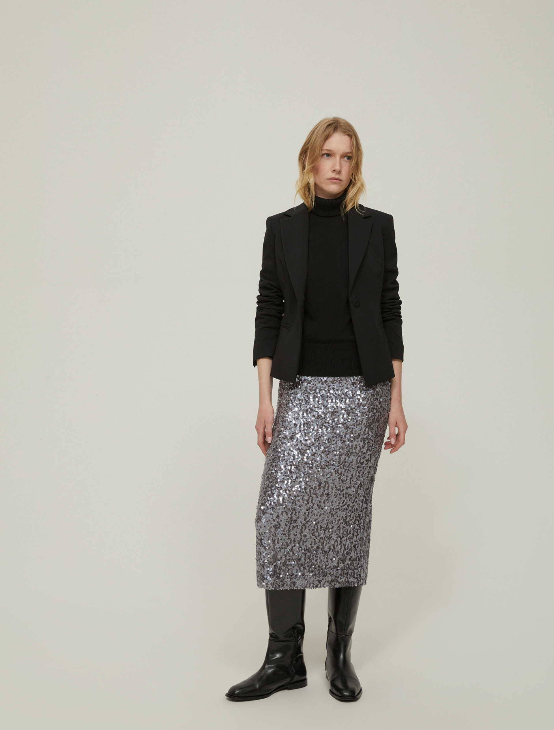 Sequin pencil skirt - GREY - pennyblack