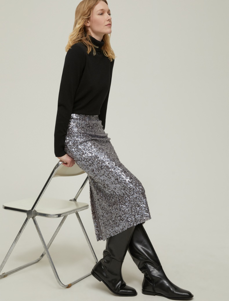 Sequin pencil skirt - GREY - pennyblack