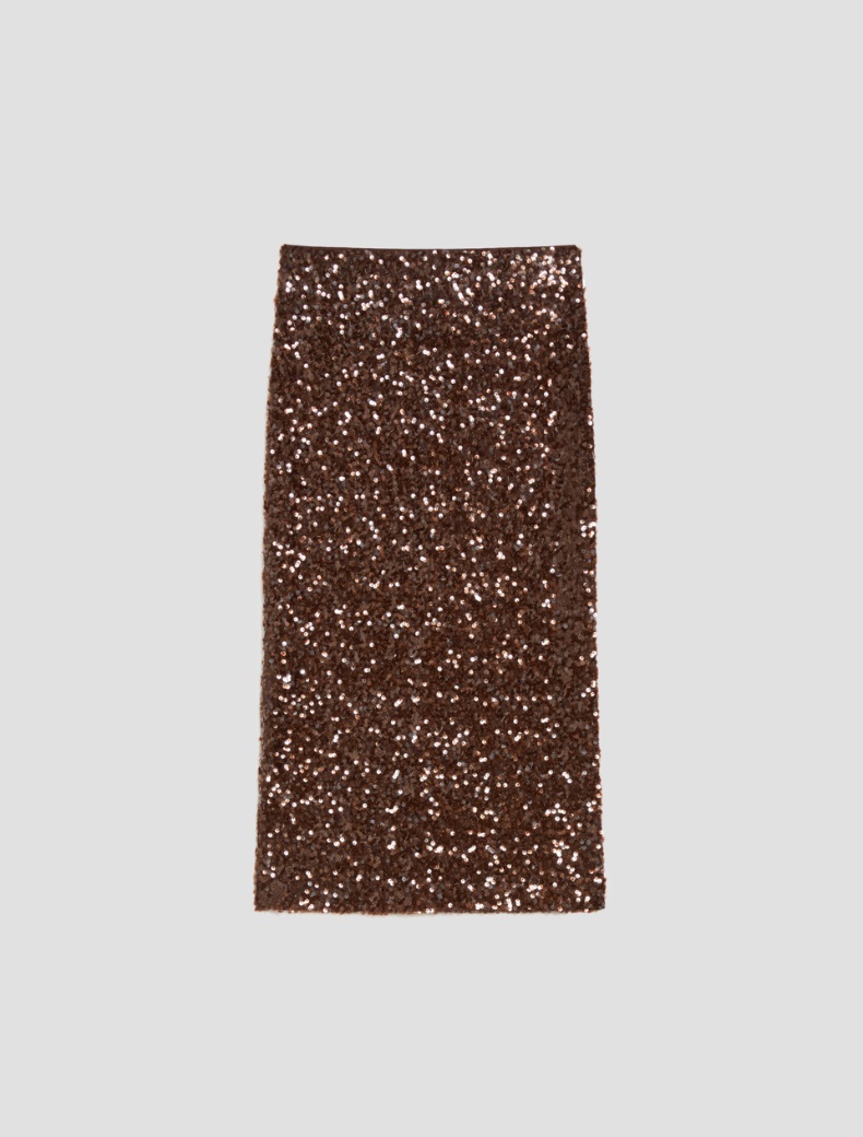 Sequin pencil skirt - BROWN - pennyblack