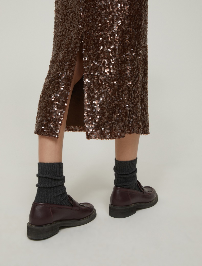 Sequin pencil skirt - BROWN - pennyblack