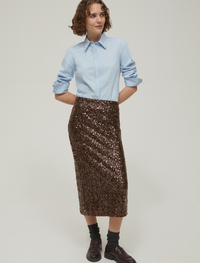Sequin pencil skirt - BROWN - pennyblack