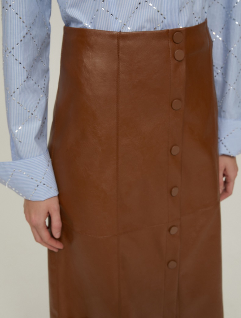 Coated jersey midi skirt - TOBACCO - pennyblack