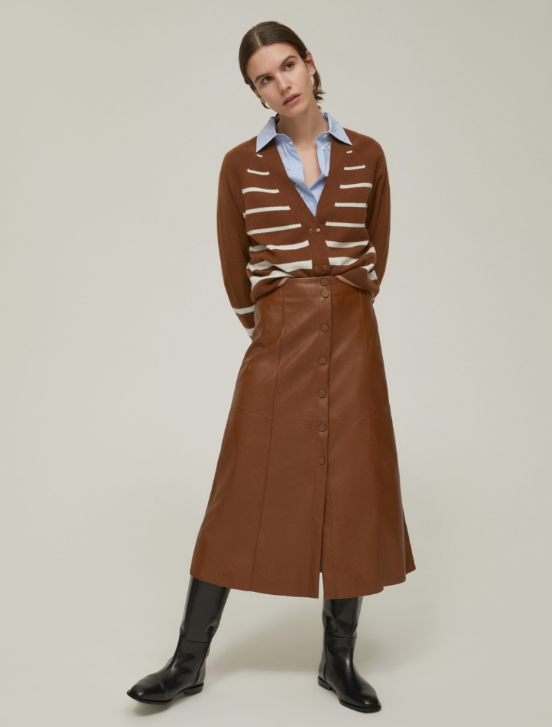 Coated jersey midi skirt - TOBACCO - pennyblack