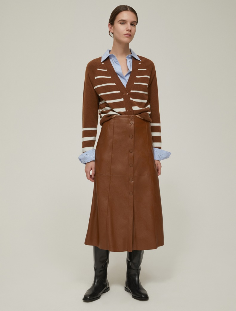 Coated jersey midi skirt - TOBACCO - pennyblack