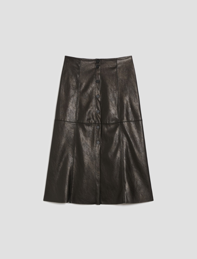 Coated jersey midi skirt - BLACK - pennyblack