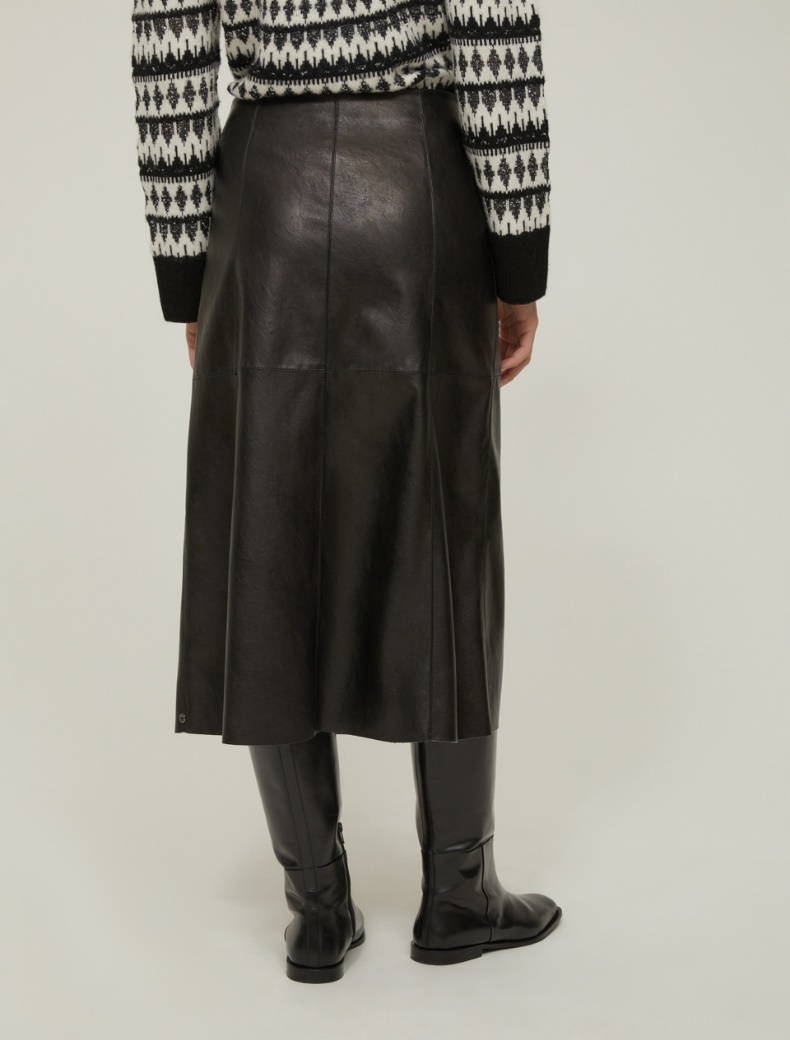 Coated jersey midi skirt - BLACK - pennyblack