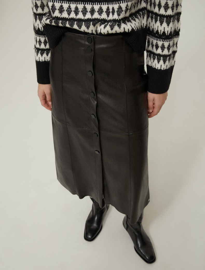 Coated jersey midi skirt - BLACK - pennyblack