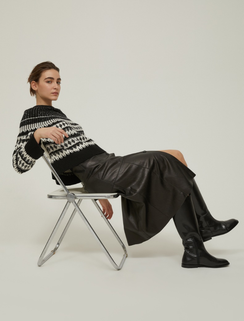 Coated jersey midi skirt - BLACK - pennyblack