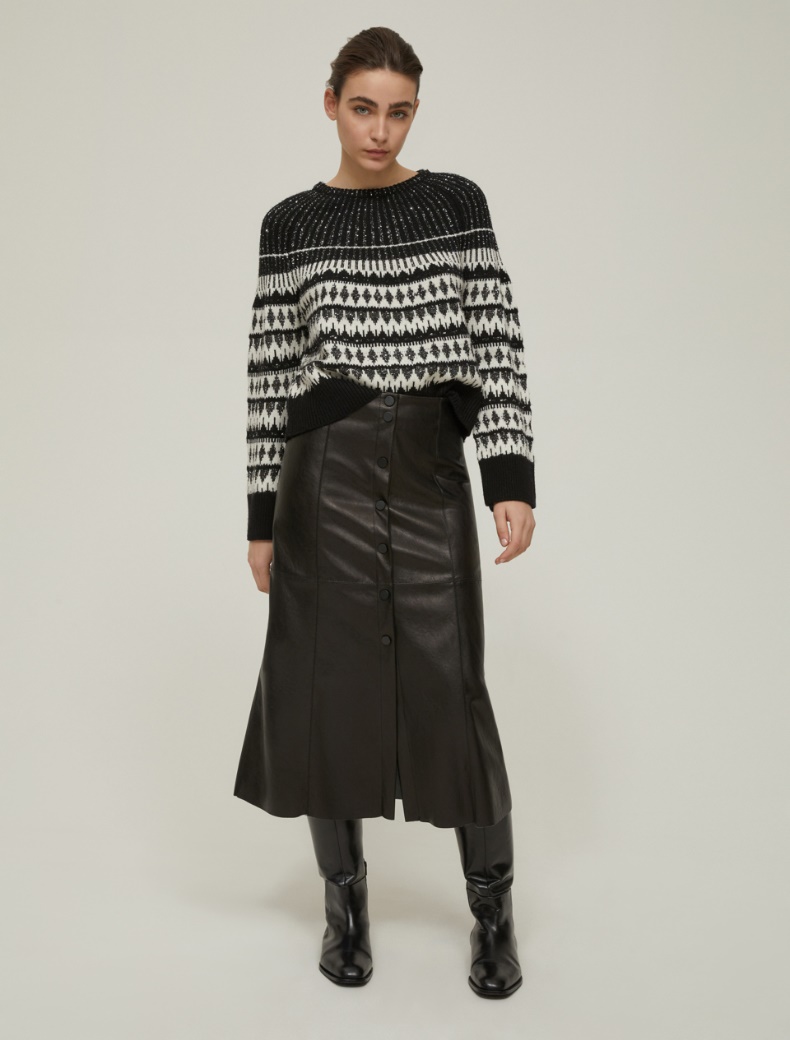 Coated jersey midi skirt - BLACK - pennyblack