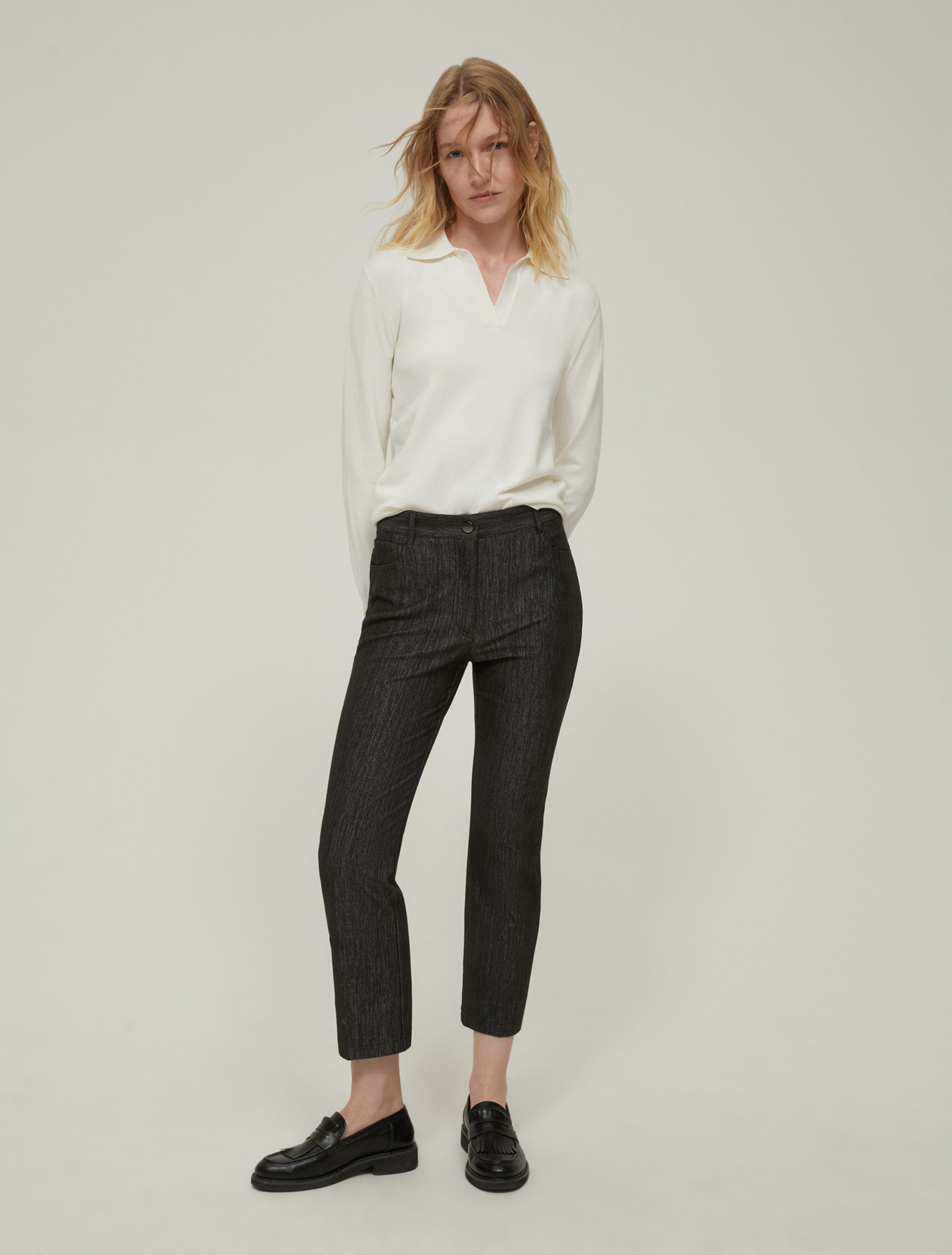 Jeans mini-flare fit in jersey - NERO - pennyblack