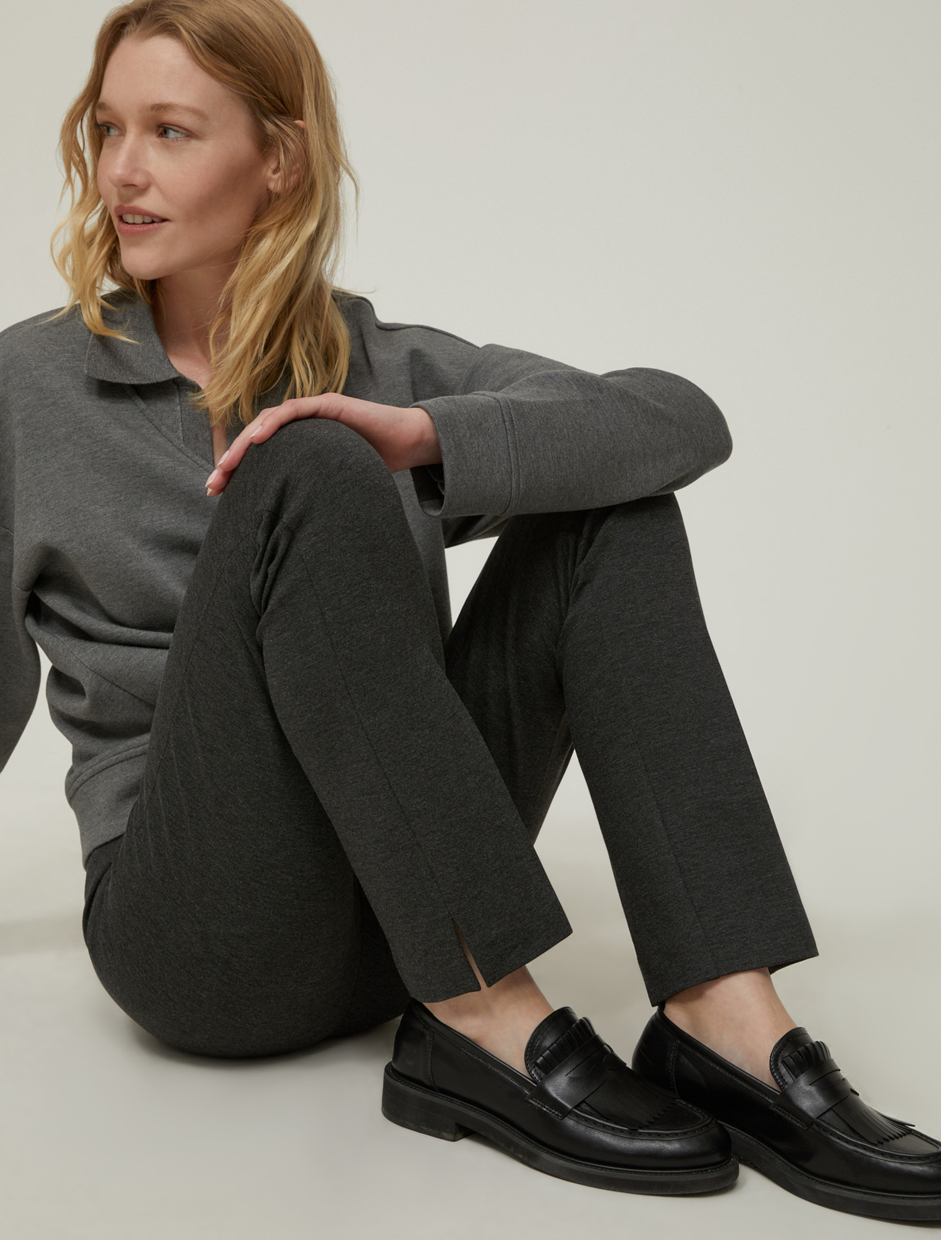 Pantaloni slim fit in jersey - GRIGIO MELANGE - pennyblack