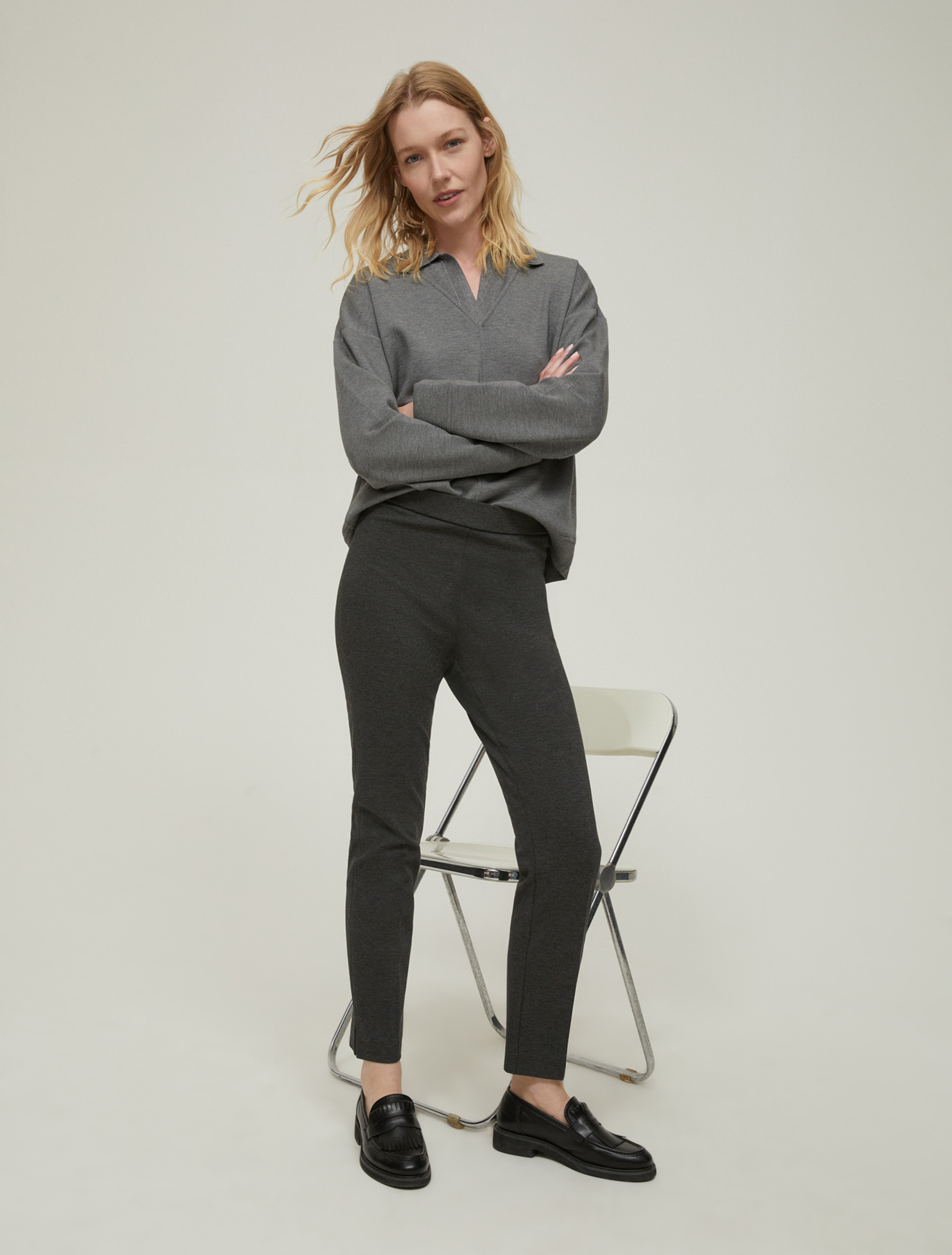Pantaloni slim fit in jersey - GRIGIO MELANGE - pennyblack