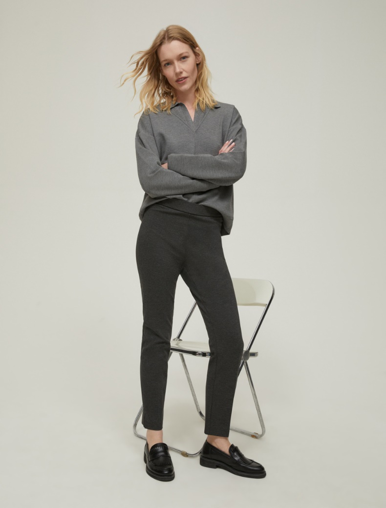 Slim-fit jersey trousers - MELANGE GREY - pennyblack