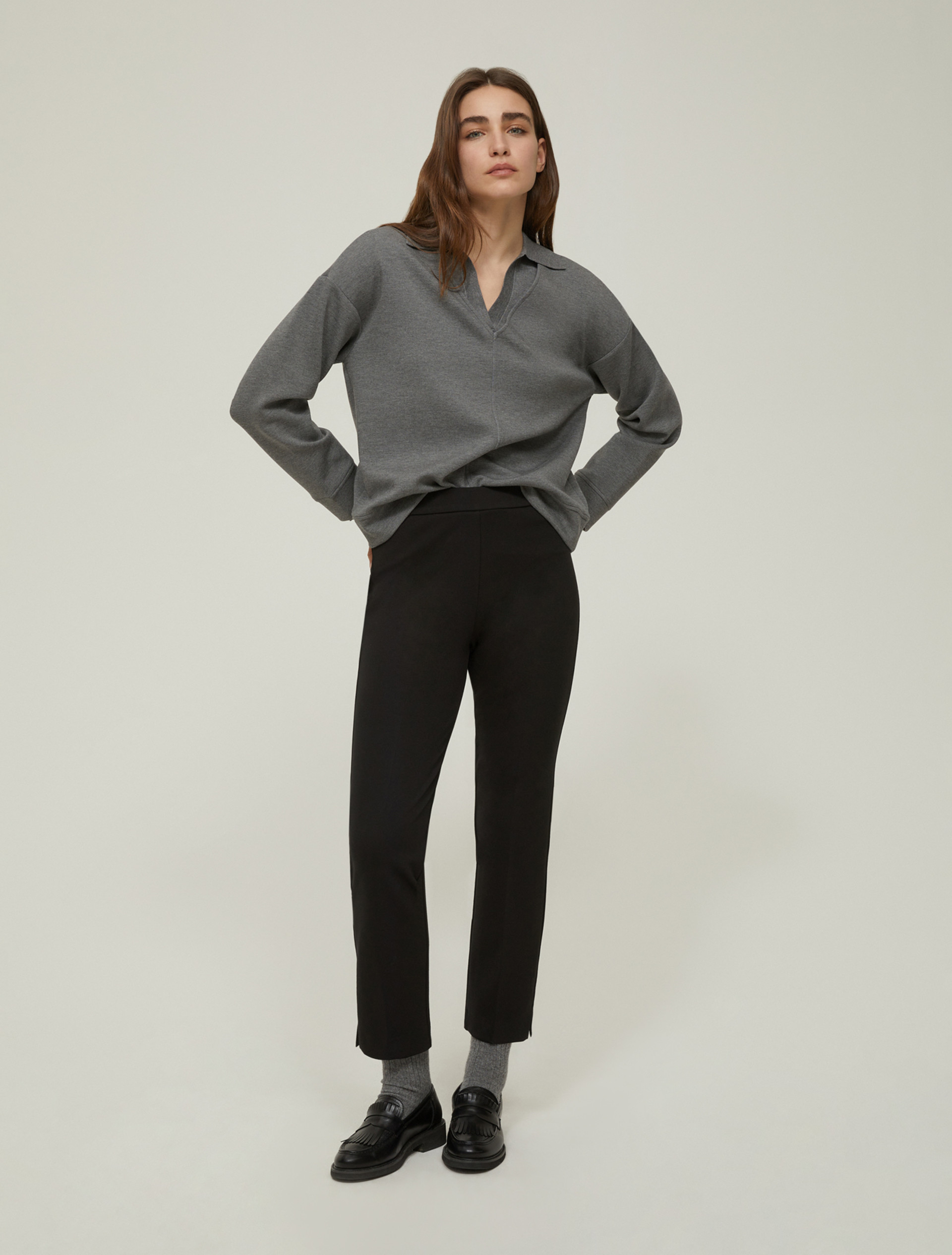 Slim-fit jersey trousers - BLACK - pennyblack