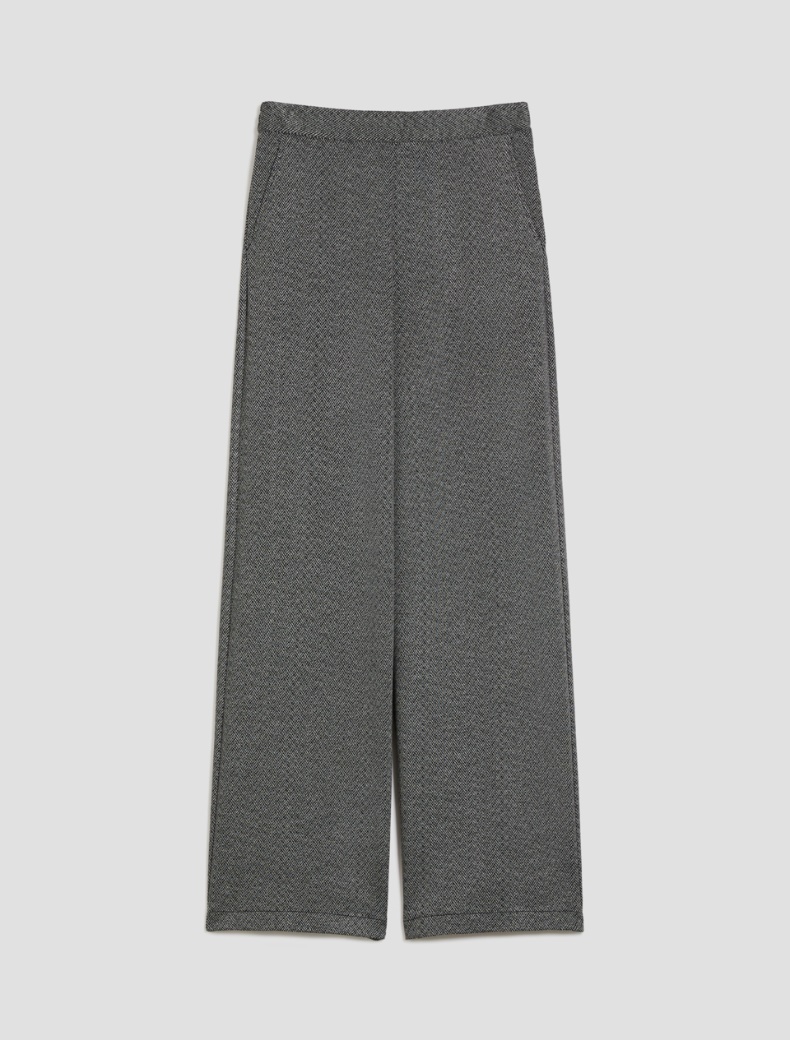 Wide-fit herringbone jersey trousers - BLACK - pennyblack