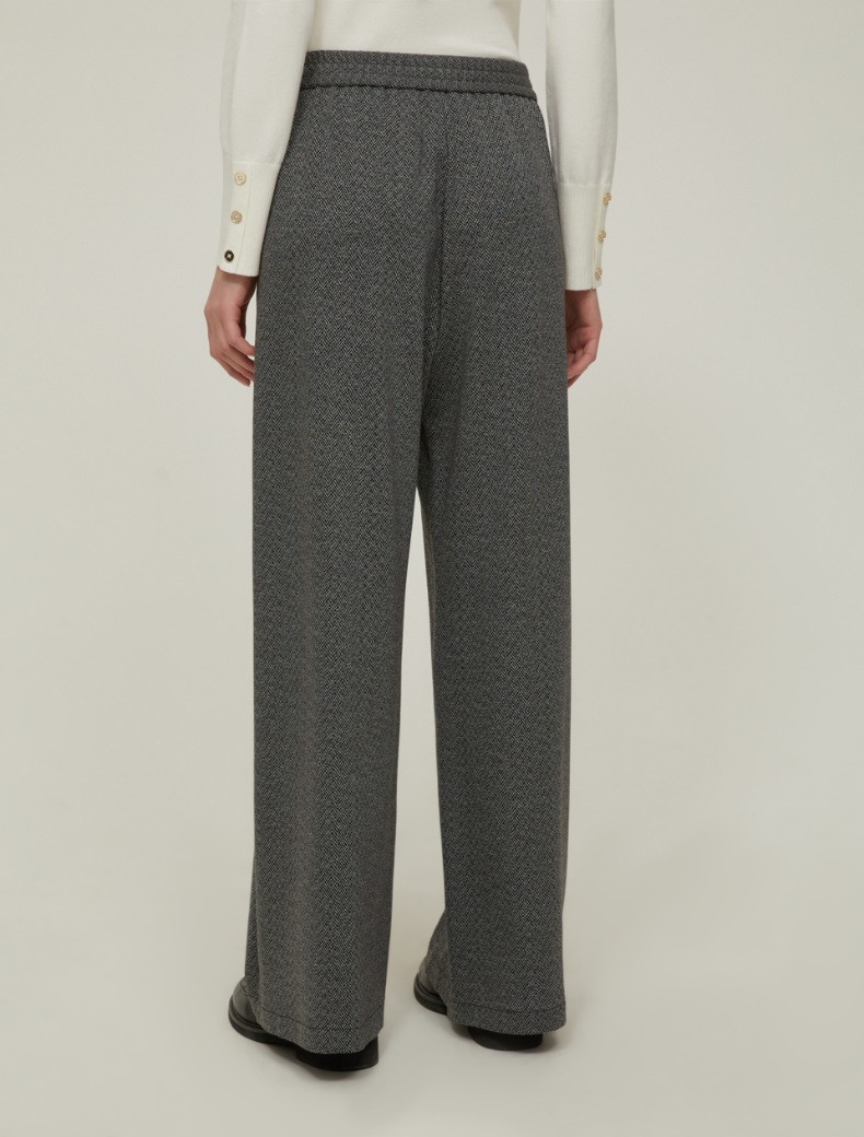 Wide-fit herringbone jersey trousers - BLACK - pennyblack