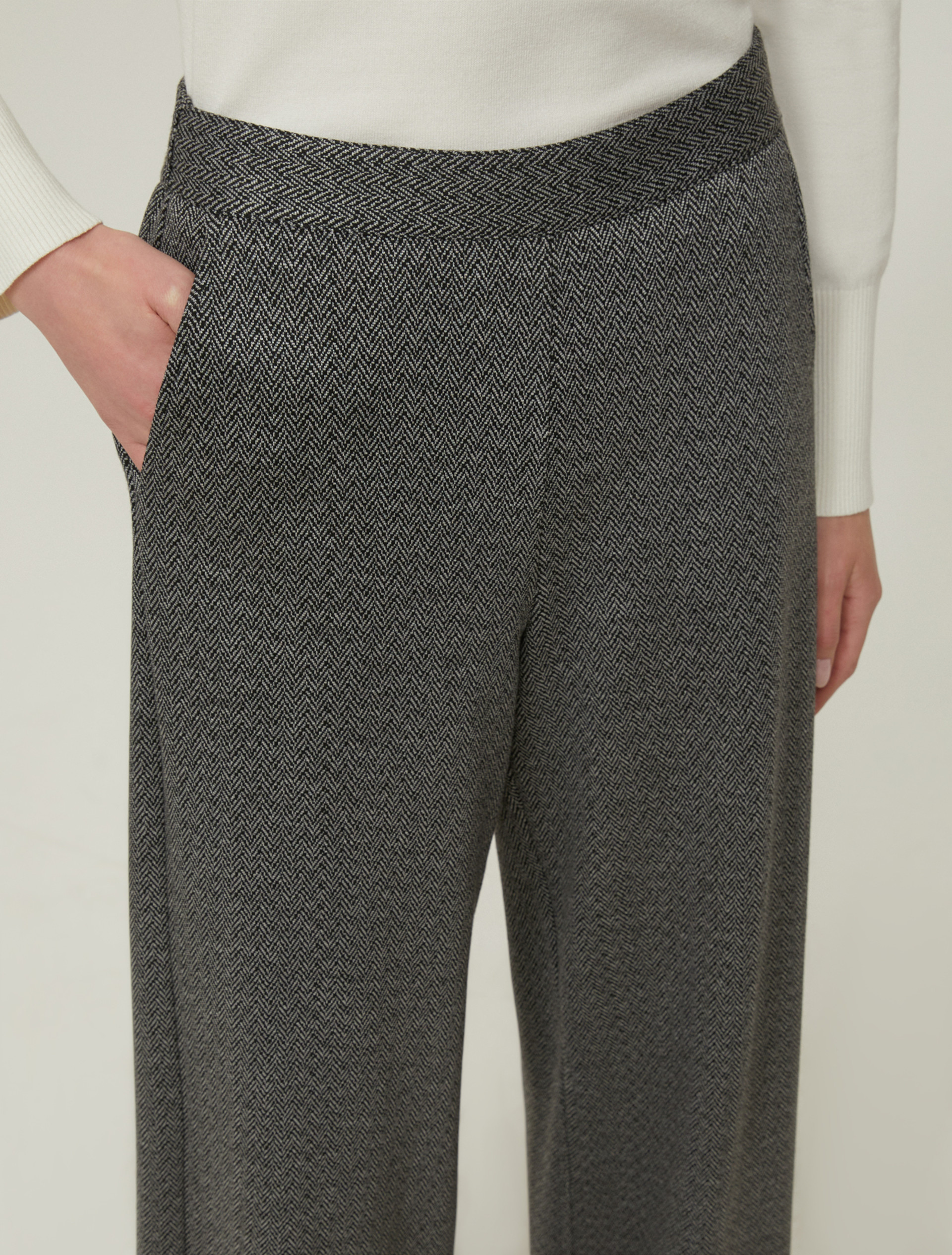 Pantaloni ampi in jersey chevron - NERO - pennyblack