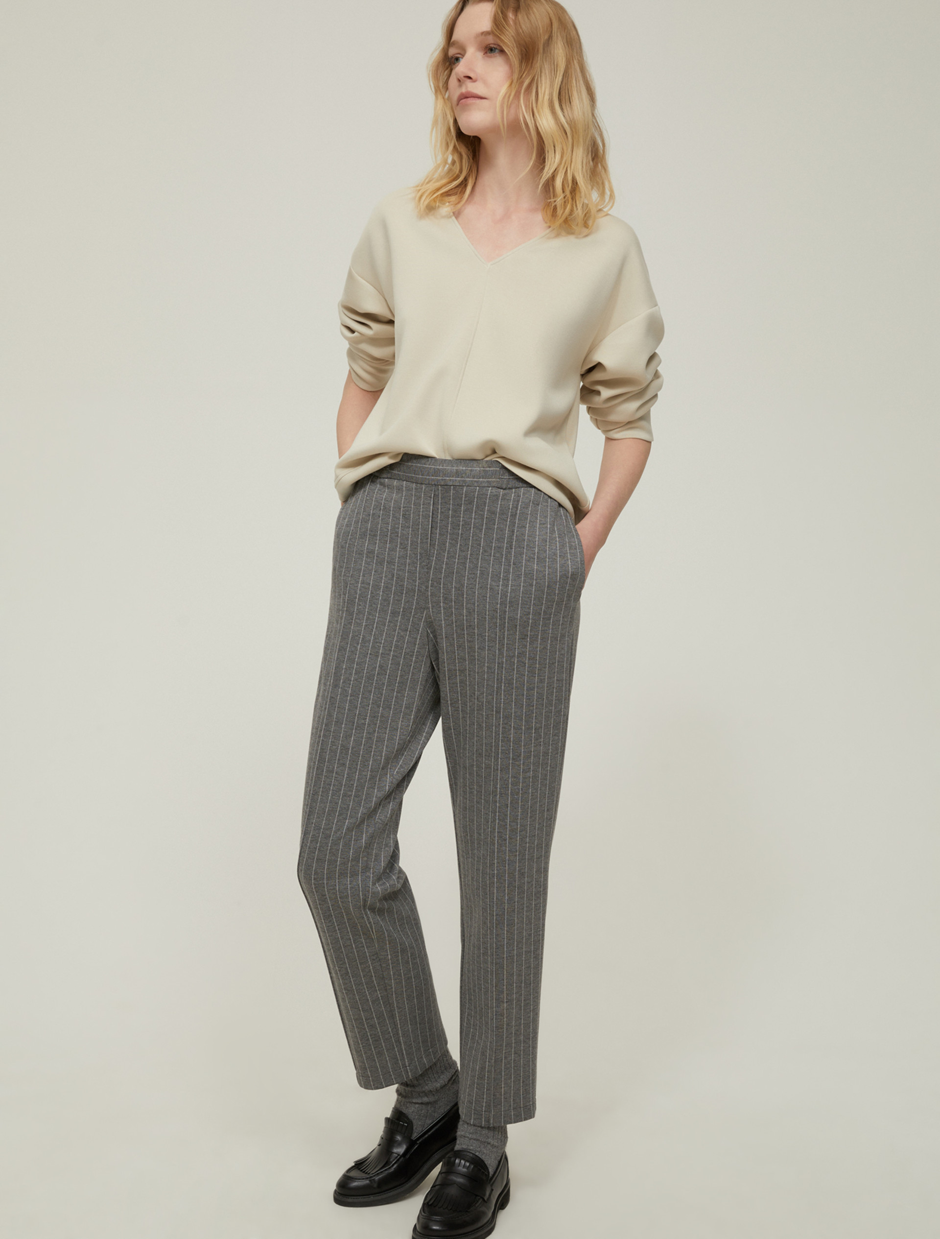 Pantaloni in jersey gessato - GRIGIO - pennyblack