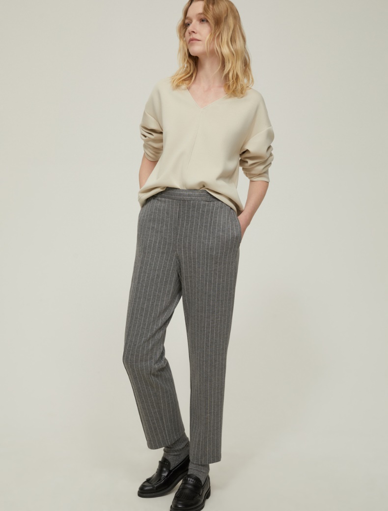 Pinstripe jersey trousers - GREY - pennyblack