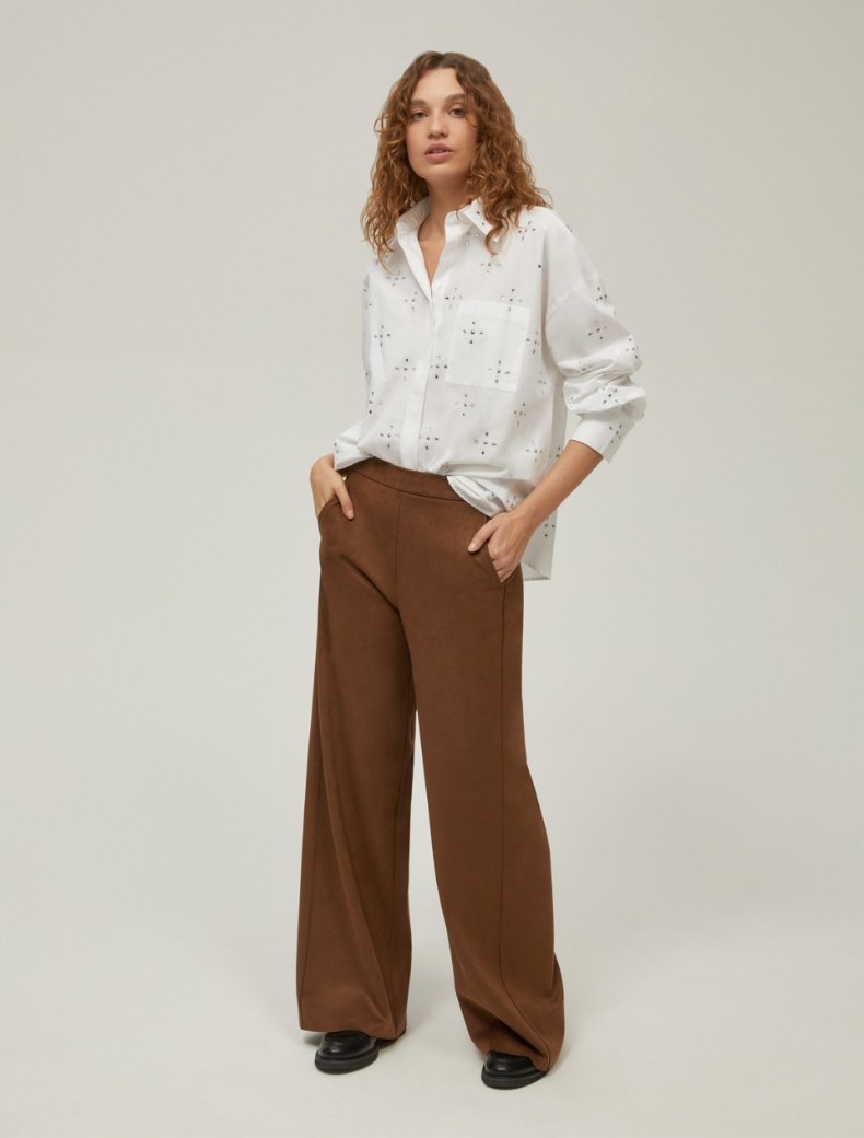 Wide-fit jersey trousers - CHESTNUT - pennyblack