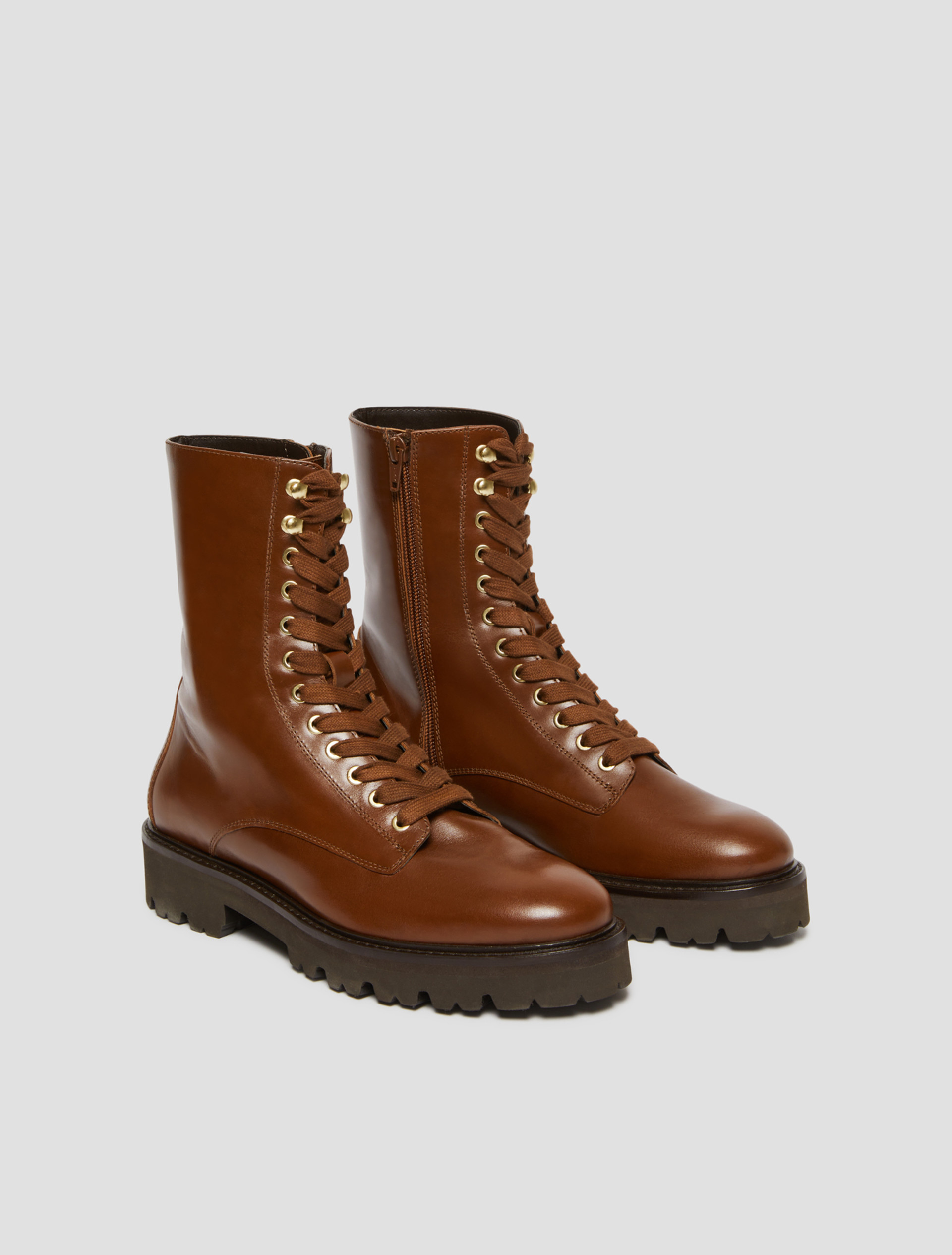 Leather combat boots - TOBACCO - pennyblack