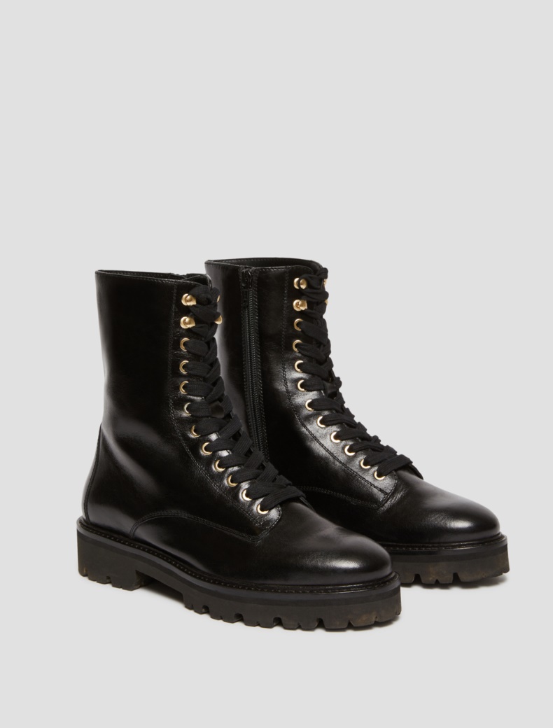 Leather combat boots - BLACK - pennyblack