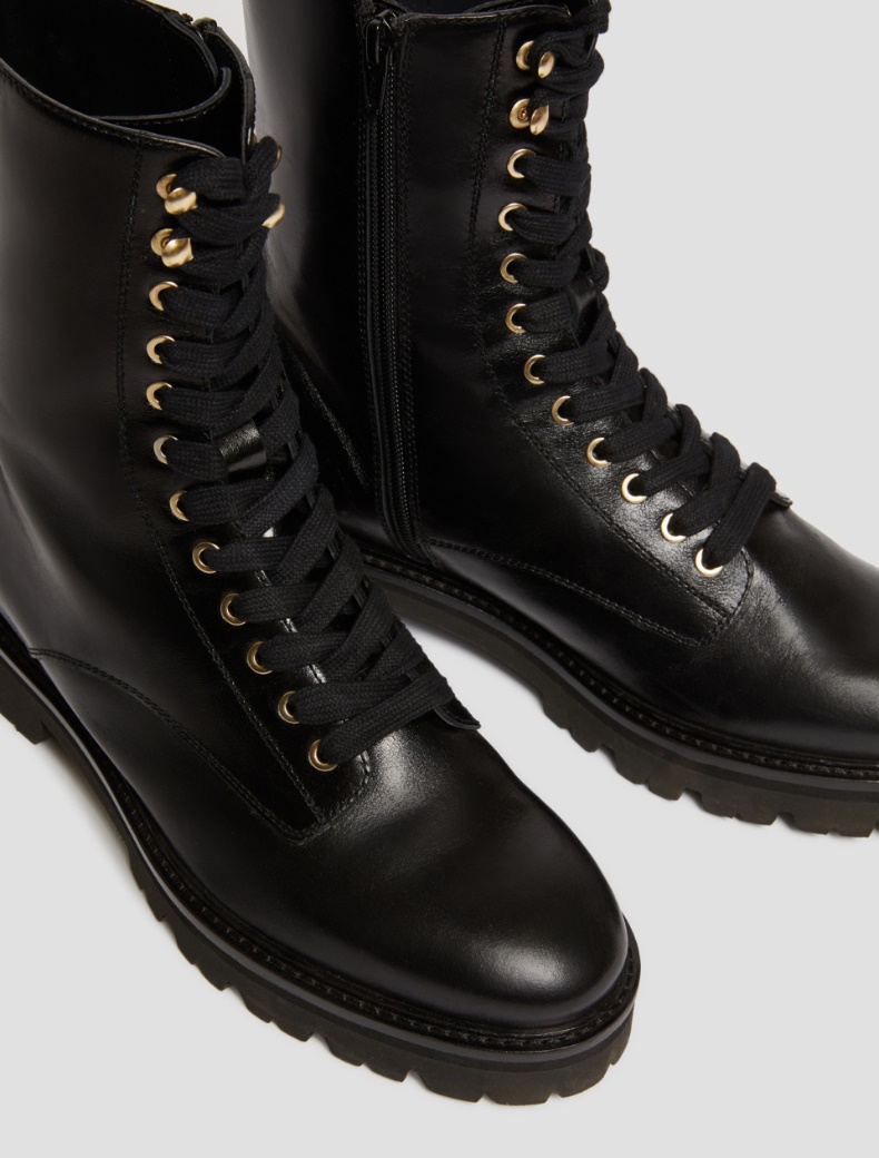 Leather combat boots - BLACK - pennyblack